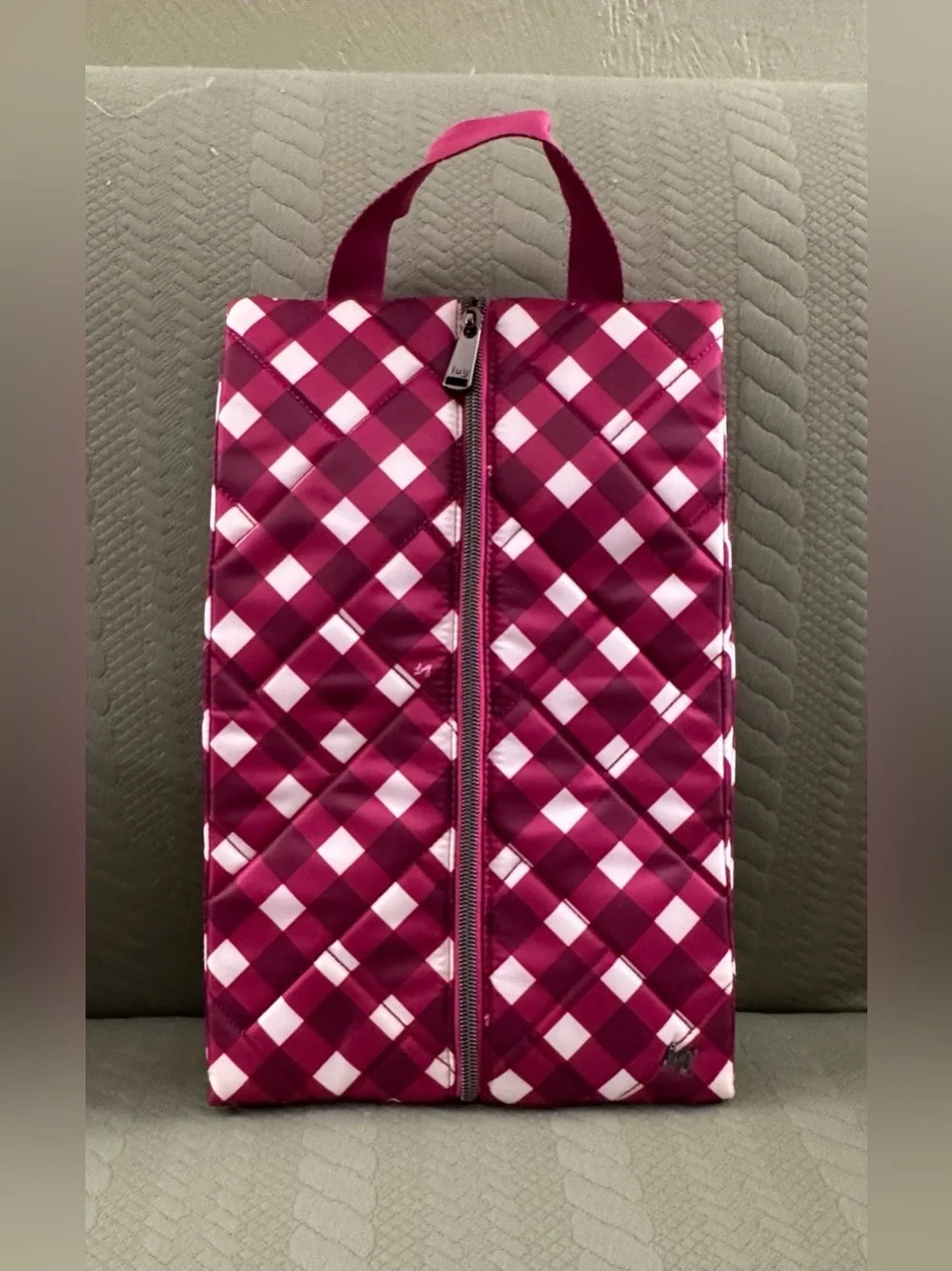 Lug Tuck Hot Iron Pouch Gingham Berry NWOT
